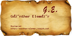 Günther Elemér névjegykártya
